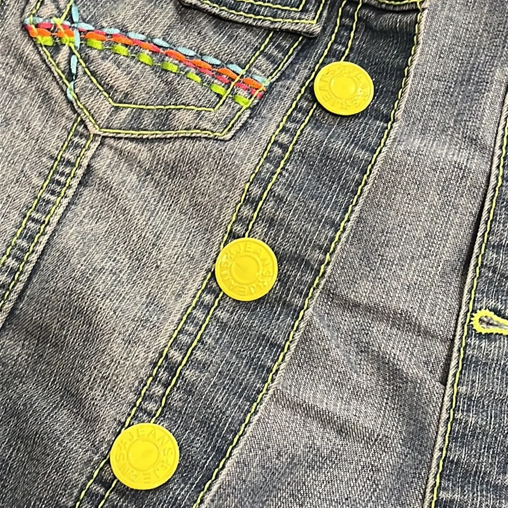 2000’s Kids IZ Amy Byer Jean Jacket Neon Stitching
